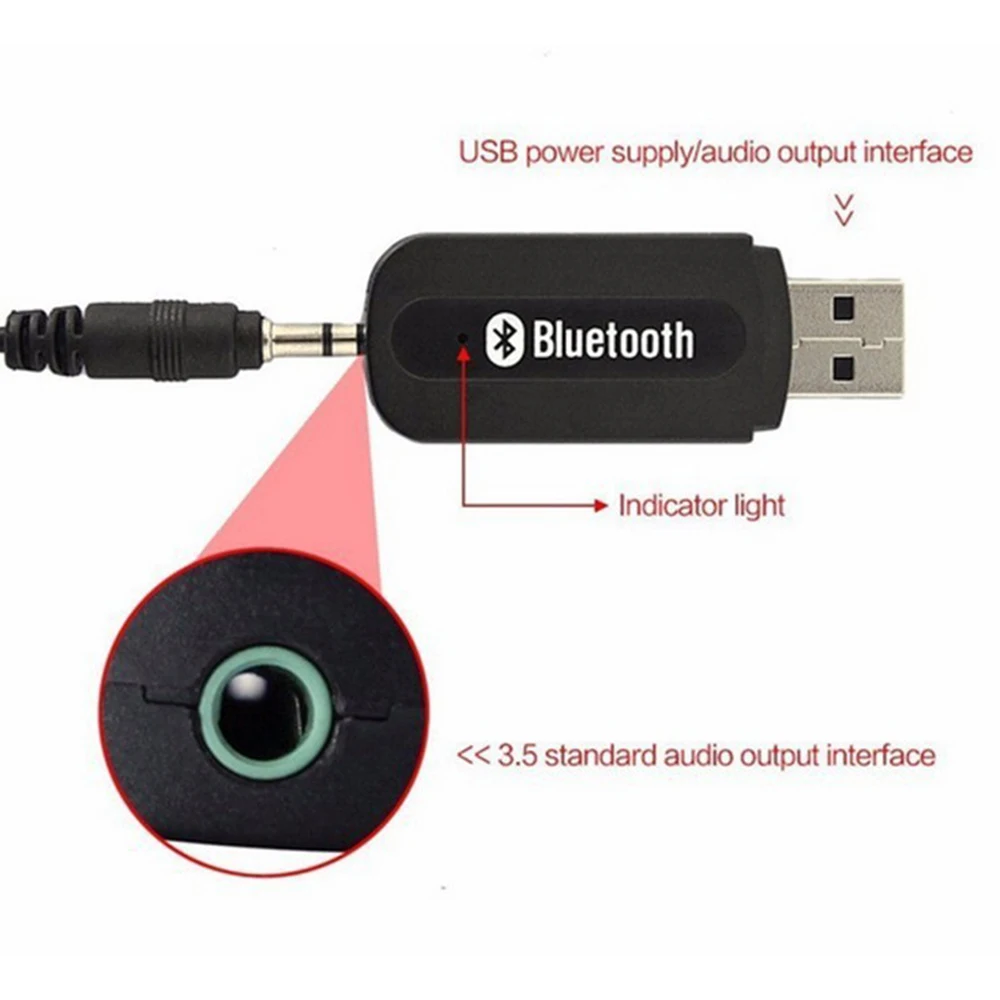 USB Wireless Bluetooth-Compatible Receiver Adapter Music Single 3.5mm Aux Jack Audio Receiver Speaker Connector For Car Android