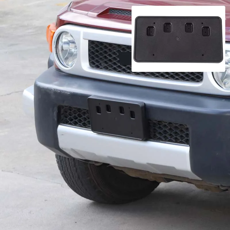

1 шт., черный АБС-пластик для Toyota FJ Cruiser 2007-2021, передний бампер автомобиля, номерной знак, стент, аксессуары для модификации внешней части автомобиля