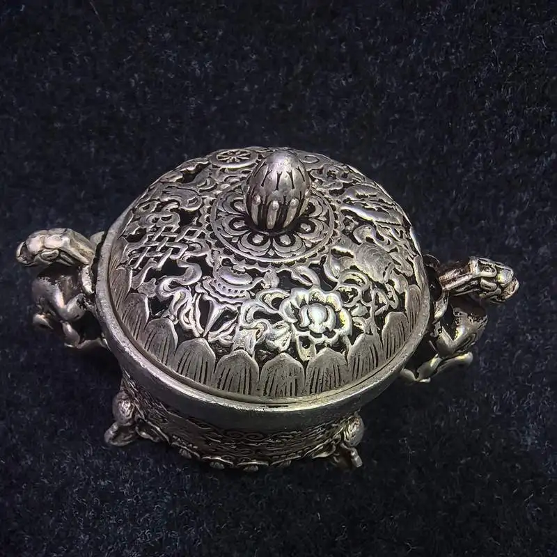 Auspicious Symbols Double-Headed Candle Holder Eight Treasures Three-Legged Incense Burner
