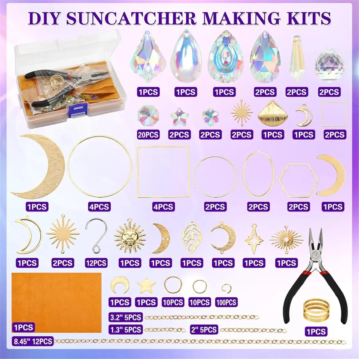 Sun Catcher Kits for Adults,228pcs DIY Making Supplies with Crystals,Arts and Crafts for Hanging Ornaments A