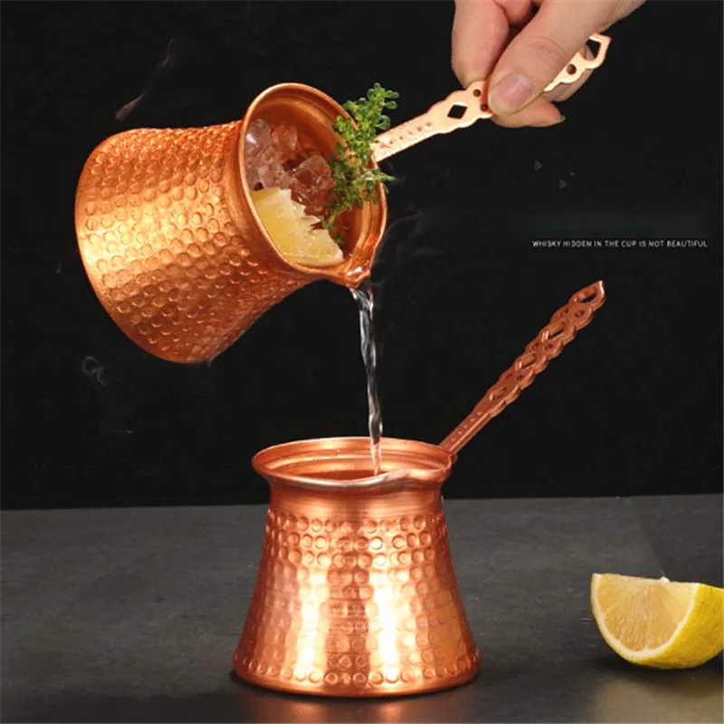 Türkiye Coffee Pot Copper Plated Hammered Coffee Cup Milk Pot And Bucket Utensils French Pressure Kettle Handle Coffee Flame Cup