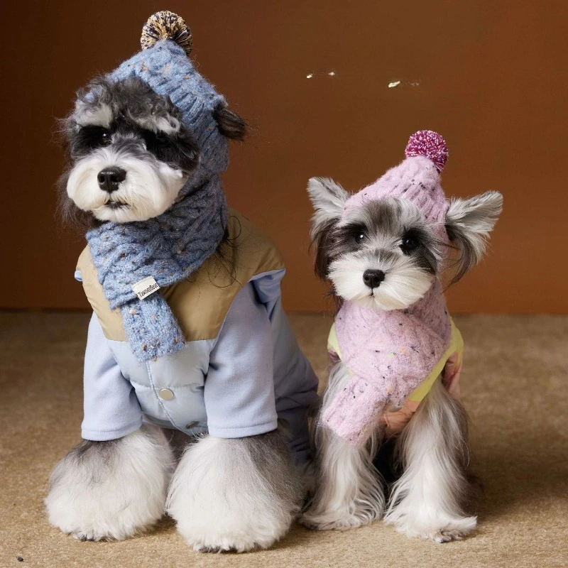 Autumn Winter Color Matching Sleeveless Dog Down Vest, Pet Outfit for Teddy, Schnauzer, Bichon & Maltese Small Dogs