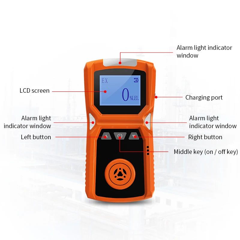 Portable Industry H2/O3/CO/PH3/CO2/H2S/NH3/O2/NO2/NO/EX/CH4 Gas Detector Combustible Gas Alarm detetcor USB charge 0-100%LEL