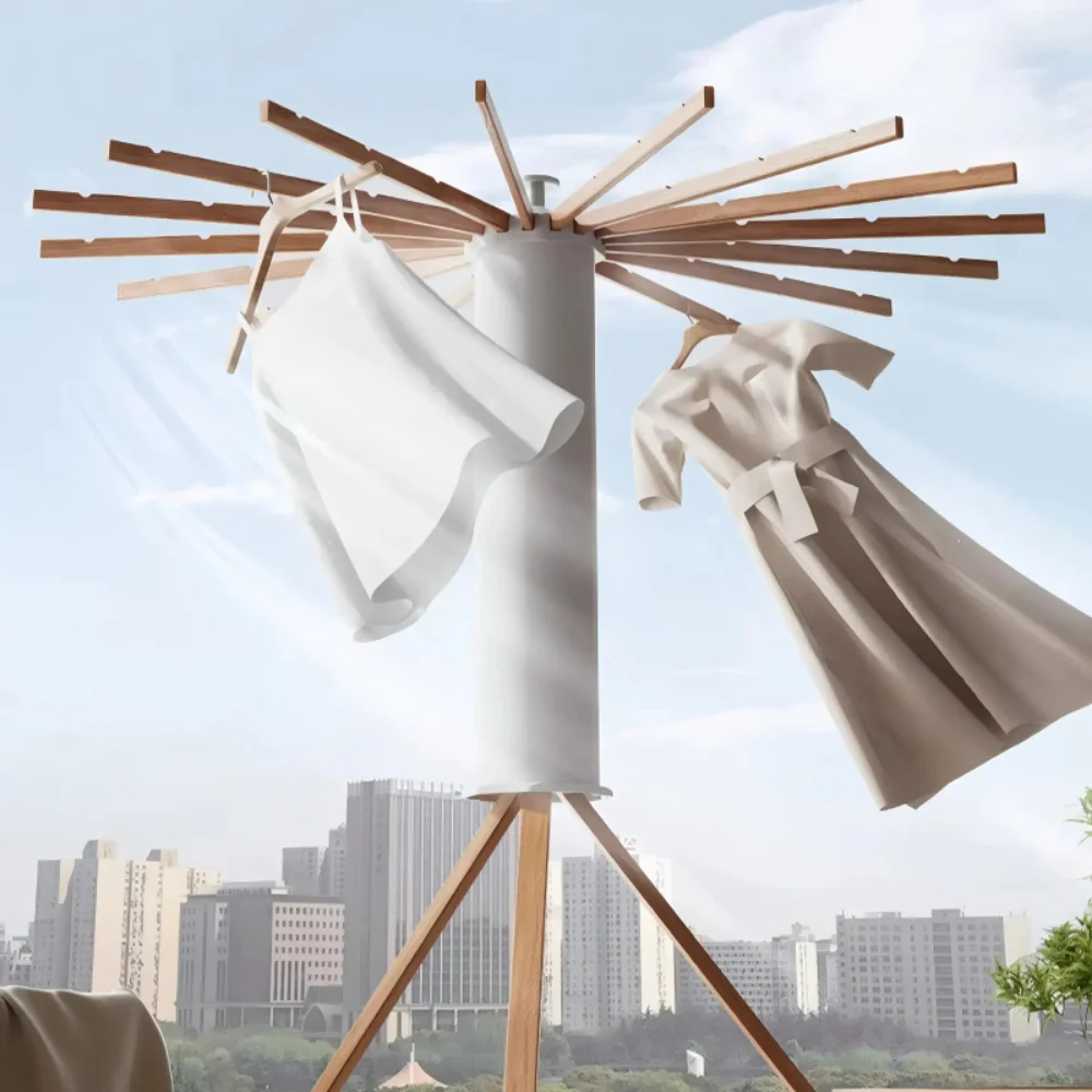 

Foldable Octopus Clothes Drying Rack- Space-Saving Indoor/Outdoor Wooden Hanger Multi-Purpose Storage Organizer for Home