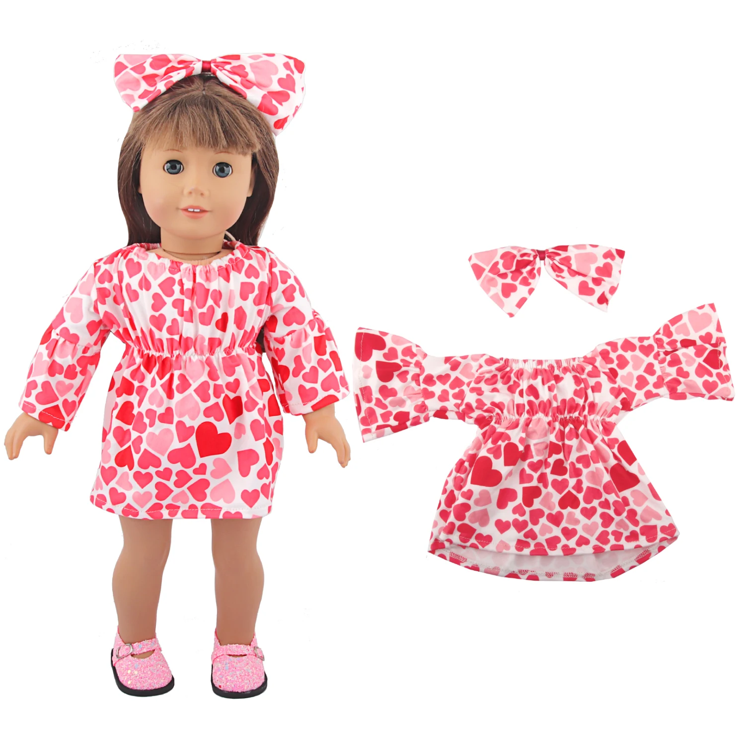 Vêtements de poupée américaine de 18 pouces, mignon, cœur, fleur, nœud papillon, tenue pour bébé de 43cm, nouveau-né et OG, jouet en coton pour fille