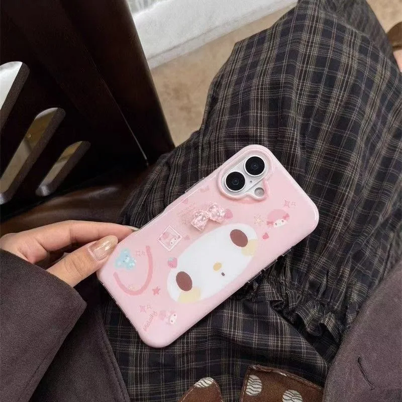Anime Cartoon Pattern Rabbit Phone Case Protective Cover for iPhone 16 13 17 15 Pro Max 14 Plus Silicone Case Girls Holiday Gift