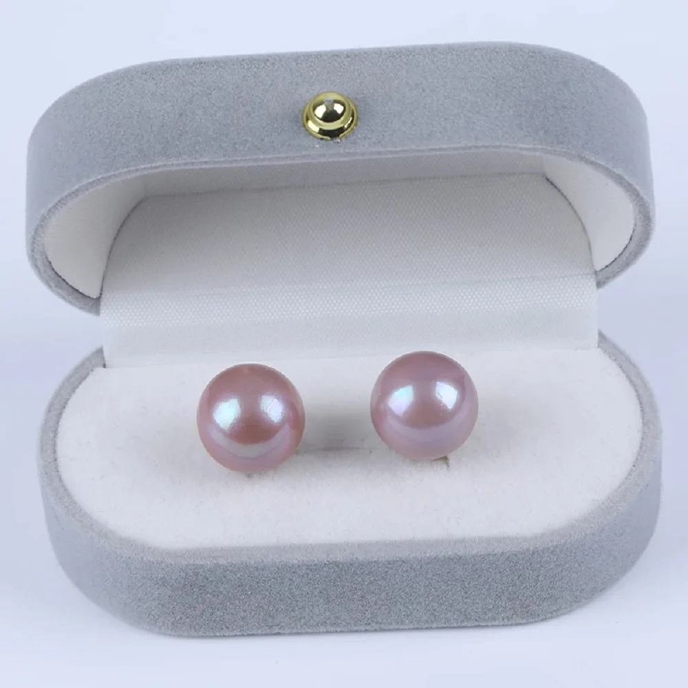 

Beautiful earrings AAAA10-11mm natural purple round South Sea pearl earrings 925s