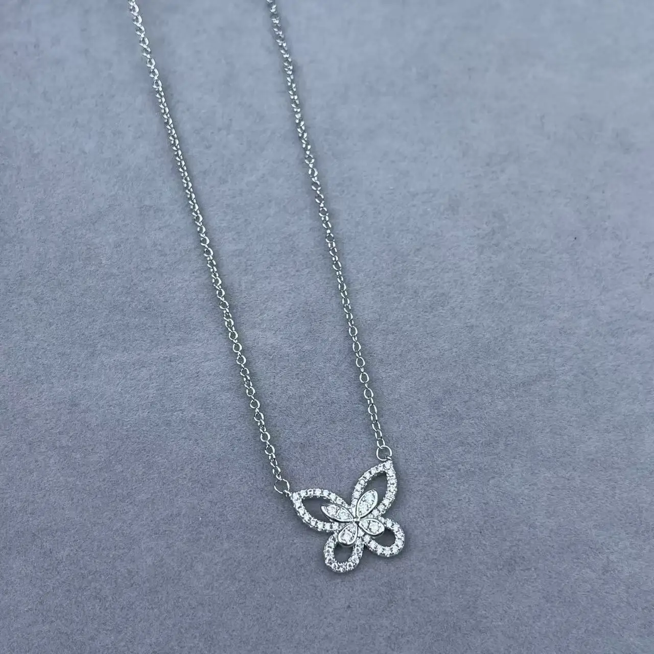 Luxury Classic S925 Serling Silver  Women's  Necklace. Butterfly 1:1 Design, Multiple Stacking, Adjustable Length. Festival Gift view 2