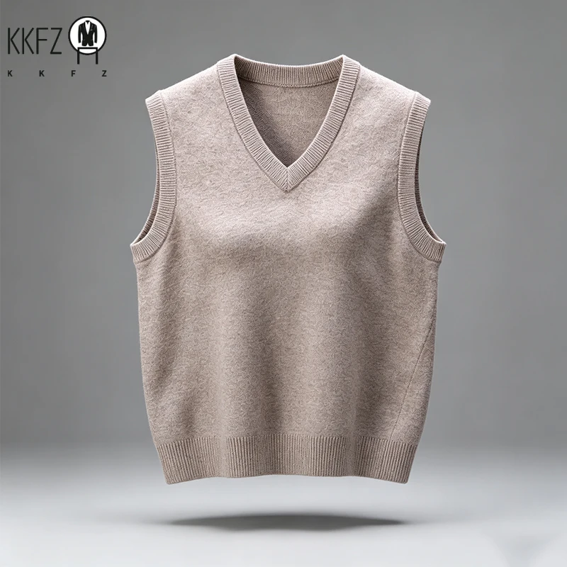 New Arrival Mens V Collar Knit Vest Thick Soft Knitting Material Slim Cut Sleeveless Autumn Winter Outer Layer Tops