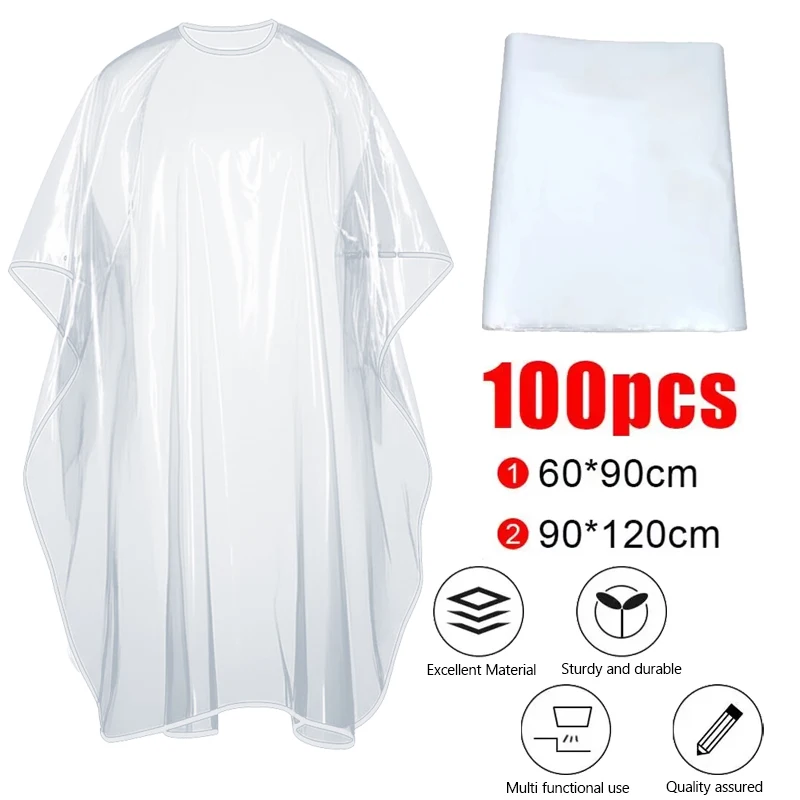 100 Disposable Hair Coloring Barber Cloth Long Barber Wai Cloth Perm Hair Salon Haircut Wai Hairdressing Cape Shawl Pe Apron