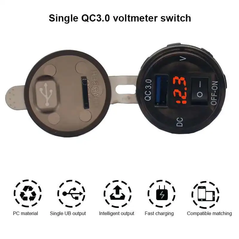 12V 24V 3.0 A バスデュアル充電ソケットバッテリーディスプレイ車の USB 充電器スイッチ付き