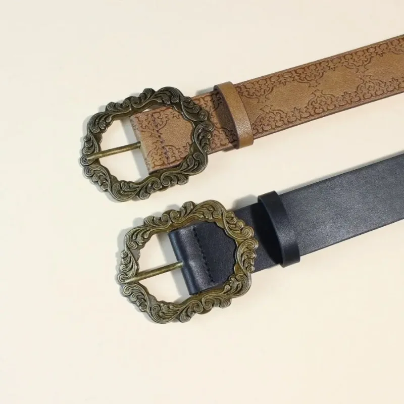 أزياء المرأة بو الجلود حزام فاسق أحزمة العلامة التجارية الفاخرة للسيدات جودة عالية عارضة حزام الجينز الإناث اللون البني