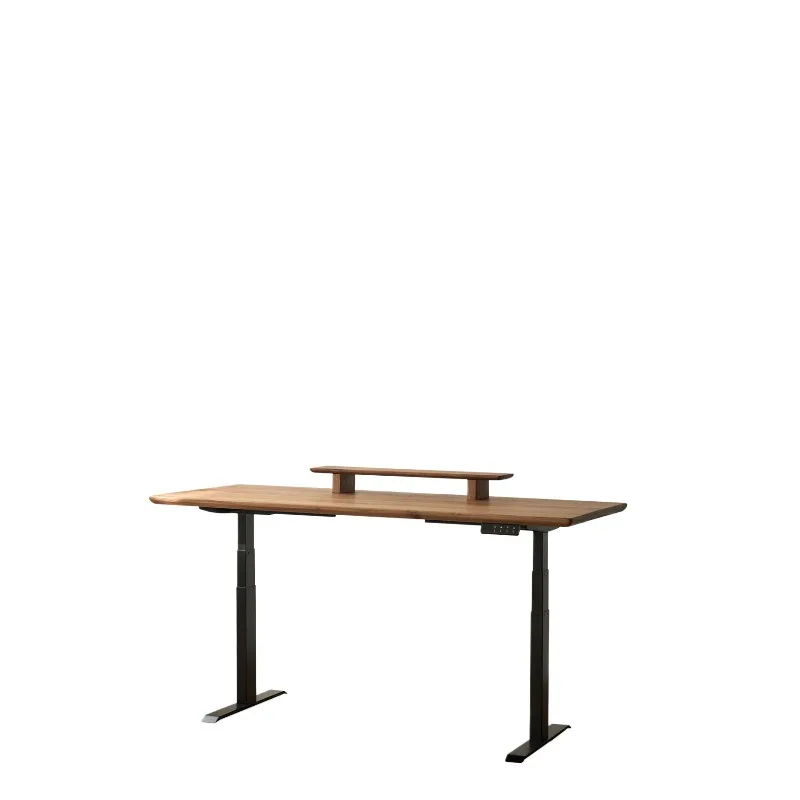 

North American black walnut electric lifting adjustable computer desk solid wood home study table standing office e-sports table