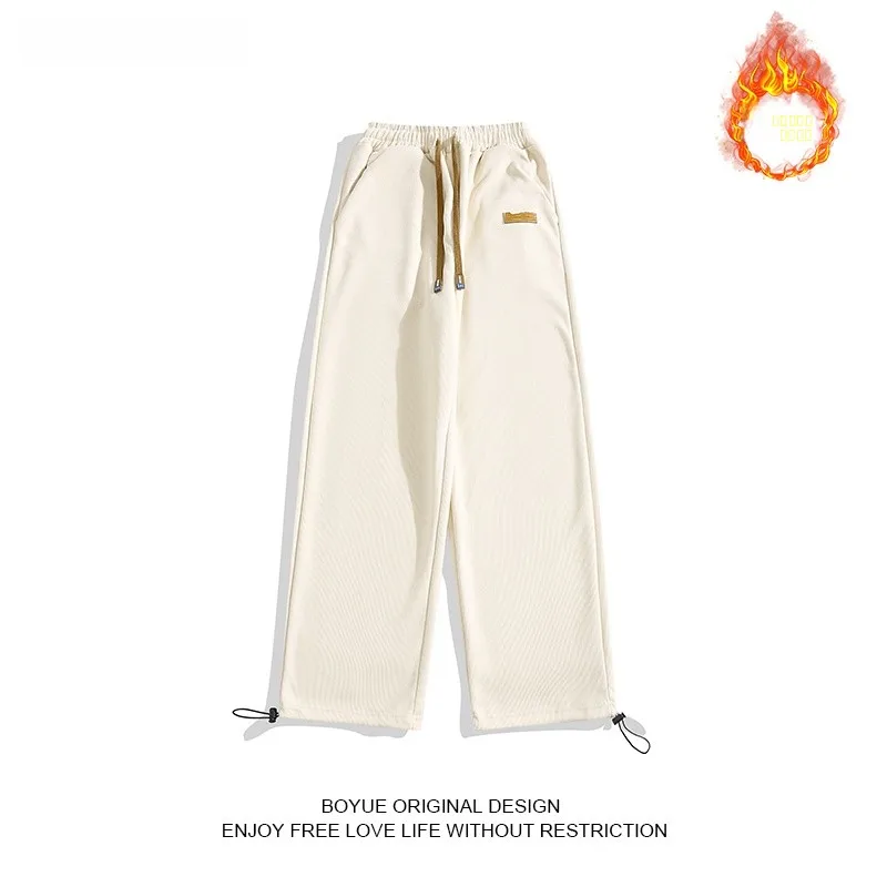 

Мужские спортивные брюки BOYUE: свободные, прямые, теплые, для осени и зимы, модные повседневные штаны