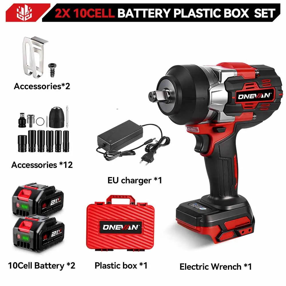 ONEVAN 2800N.M Borstelloze Elektrische Slagmoersleutel 1/2 Inch Draadloze Momentsleutel Boor Power Tool Voor Makita 18V Batterij pin