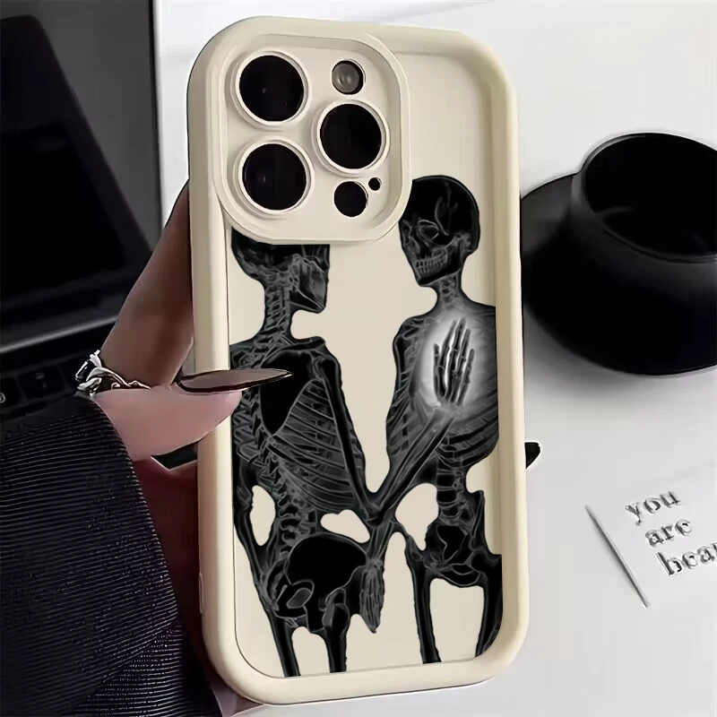 Funny Rose Lovers Skull Phone Case For Xiaomi Redmi Note 12 13 Pro Plus 5G 12S 11S 11 10S 10 Redmi 12 13C Shockproof Soft Cover