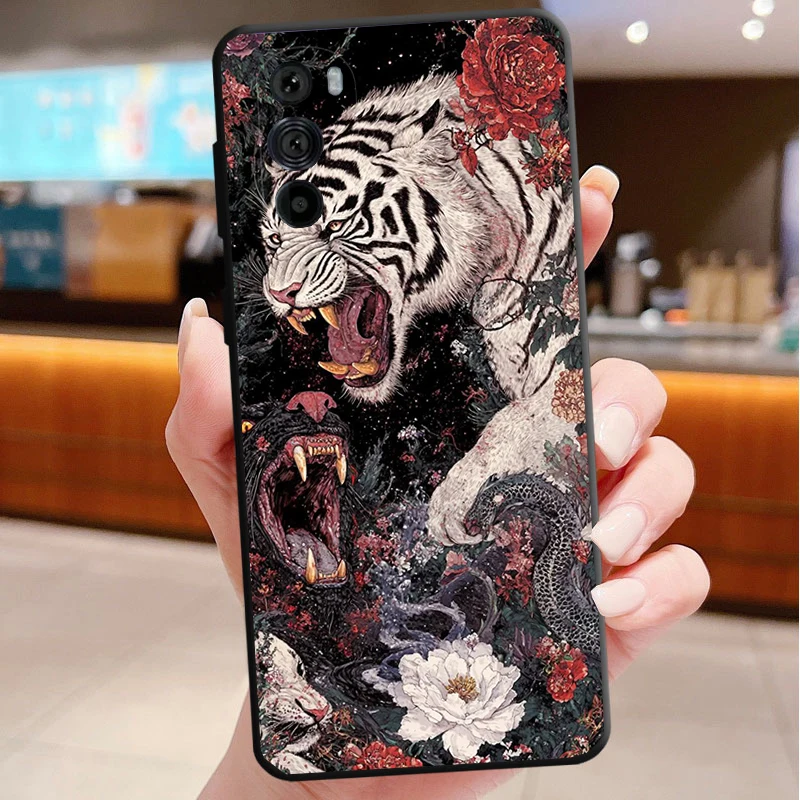 

Japanese tiger Art Funda Phone Case For Motorola Edge 50 40 Pro 60 50 40 30 Ultra Neo Fusion Moto G Play G Stylus G Power G