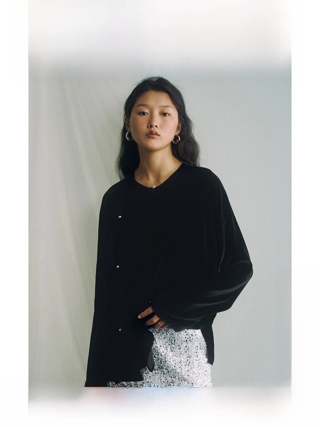 

ZhiZhi Chinese Style Velvet Shirt Casual Versatile Early Autumn Outerwear Spring Leisure Match All Season Long Sleeve round Neck