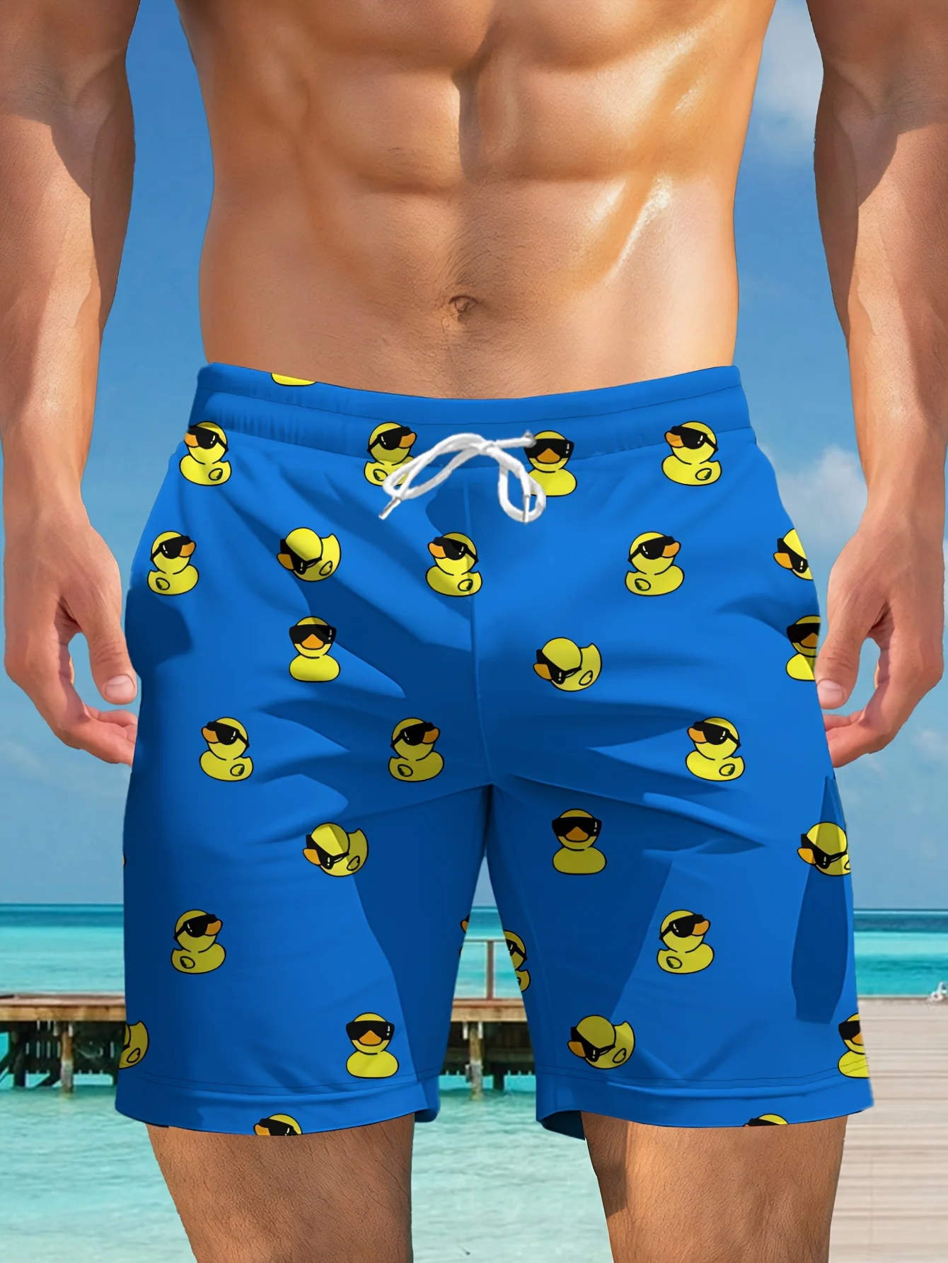 

Новые летние модные пляжные шорты с 3D-принтом в виде уток для мужчин и женщин, гавайские купальные шорты больших размеров, повседневные шорты для отпуска