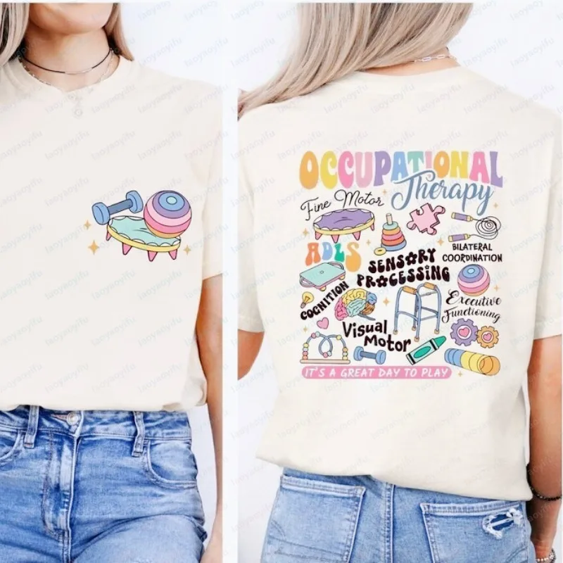 Occupational Therapy Graphic Cute Therapist Gift T-shirt OT Appreciation Special Education Casual Style Gift Summer Women Tops