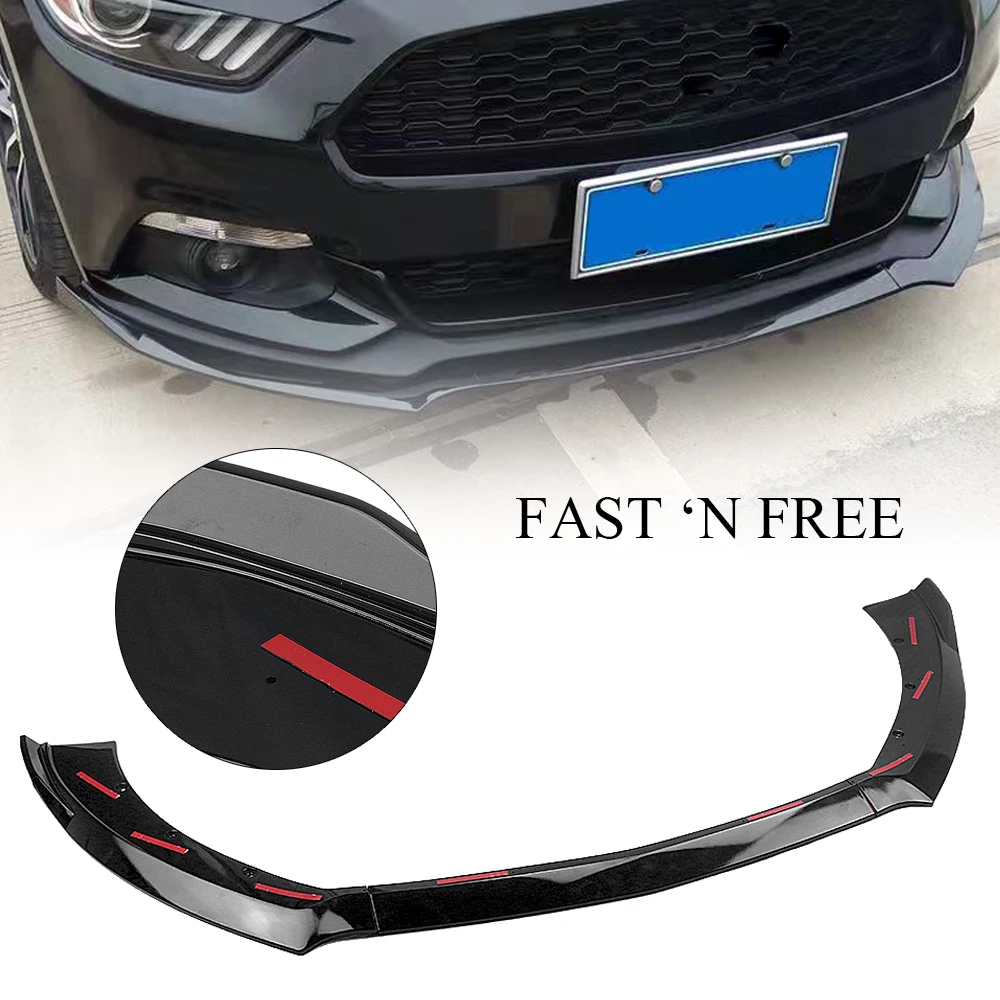 Glossy Black Car Lower Front Bumper Spoiler Lip Guard Plate Splitter Lip Board For Ford Mustang 2015-2017