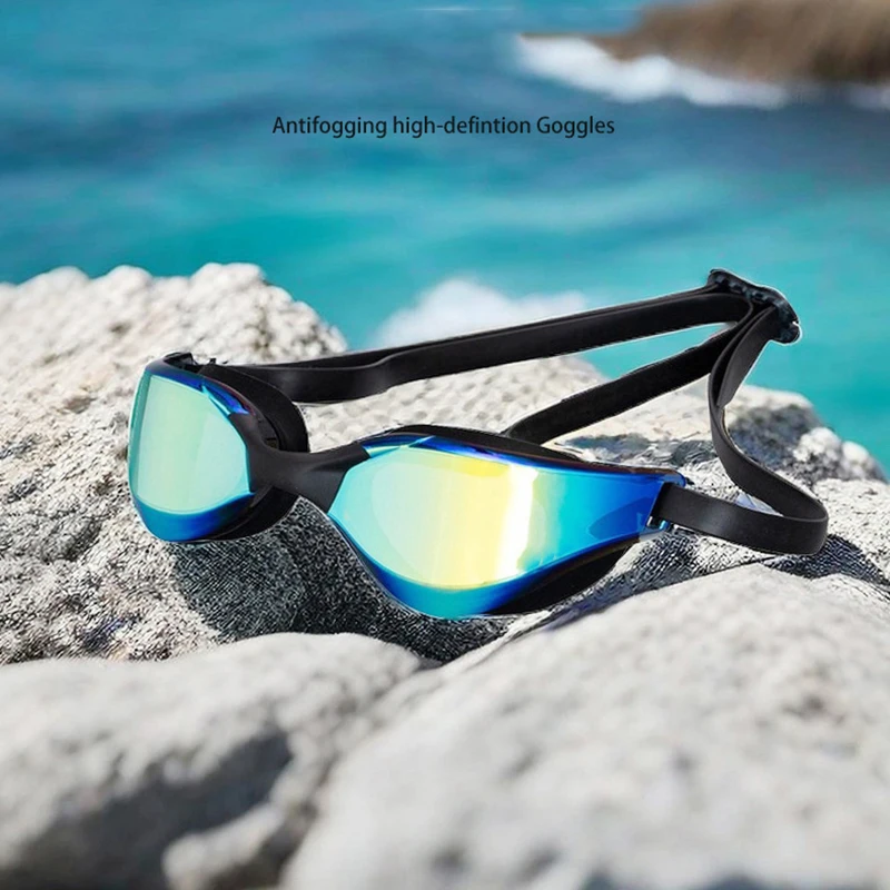 

(Summer6) HD очки для плавания, модель для взрослых, противотуманные, гальванические, силиконовые, водонепроницаемые, профессиональные гоночные очки для плавания