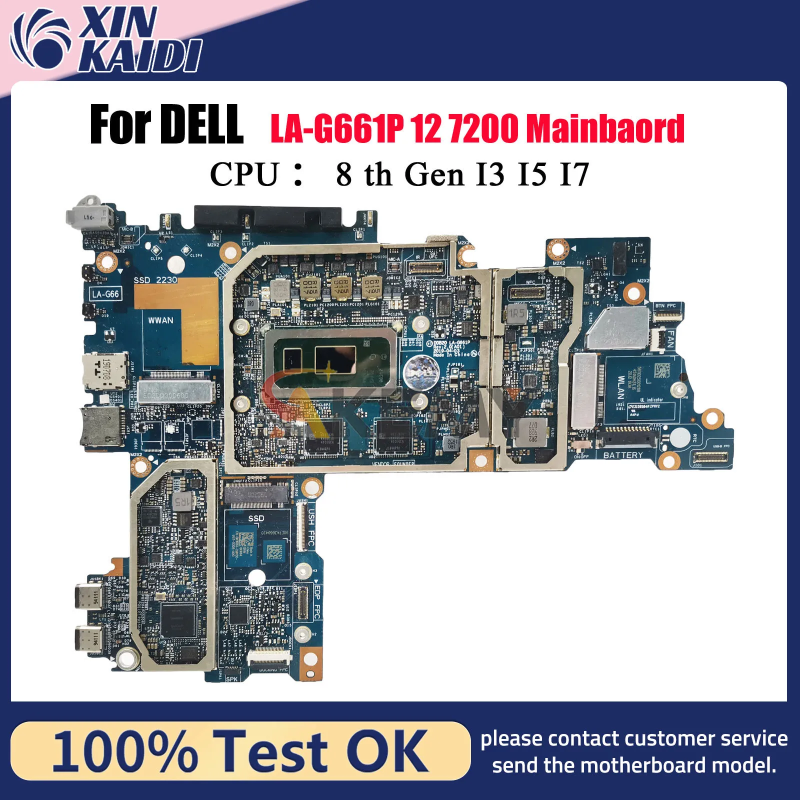 

Материнская плата для ноутбука Dell Latitude 12 7200 DDB20 LA-G661P с процессором i3 i5 i7 RAM 16 ГБ CN-0XFWFG 0TJFG7 692DM 100% тест в порядке