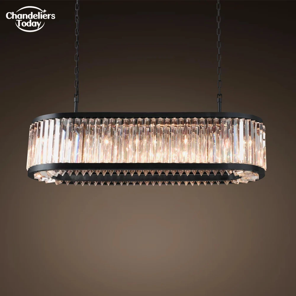 Modern Chandeliers for Dining Room Welles Rectangular Chandelier Prism Crystal Kitchen Island Ceiling Hanging Lamp Indoor Lustre