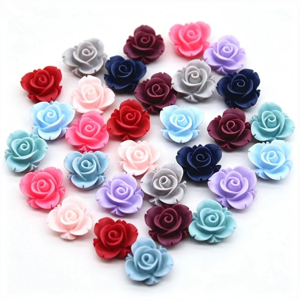 50 pezzi colori della miscela resina Vintage antica fiori di rosa Flatback Cabochon gioielli fai da te/decorazione Scrapbooking artigianale, 13mm