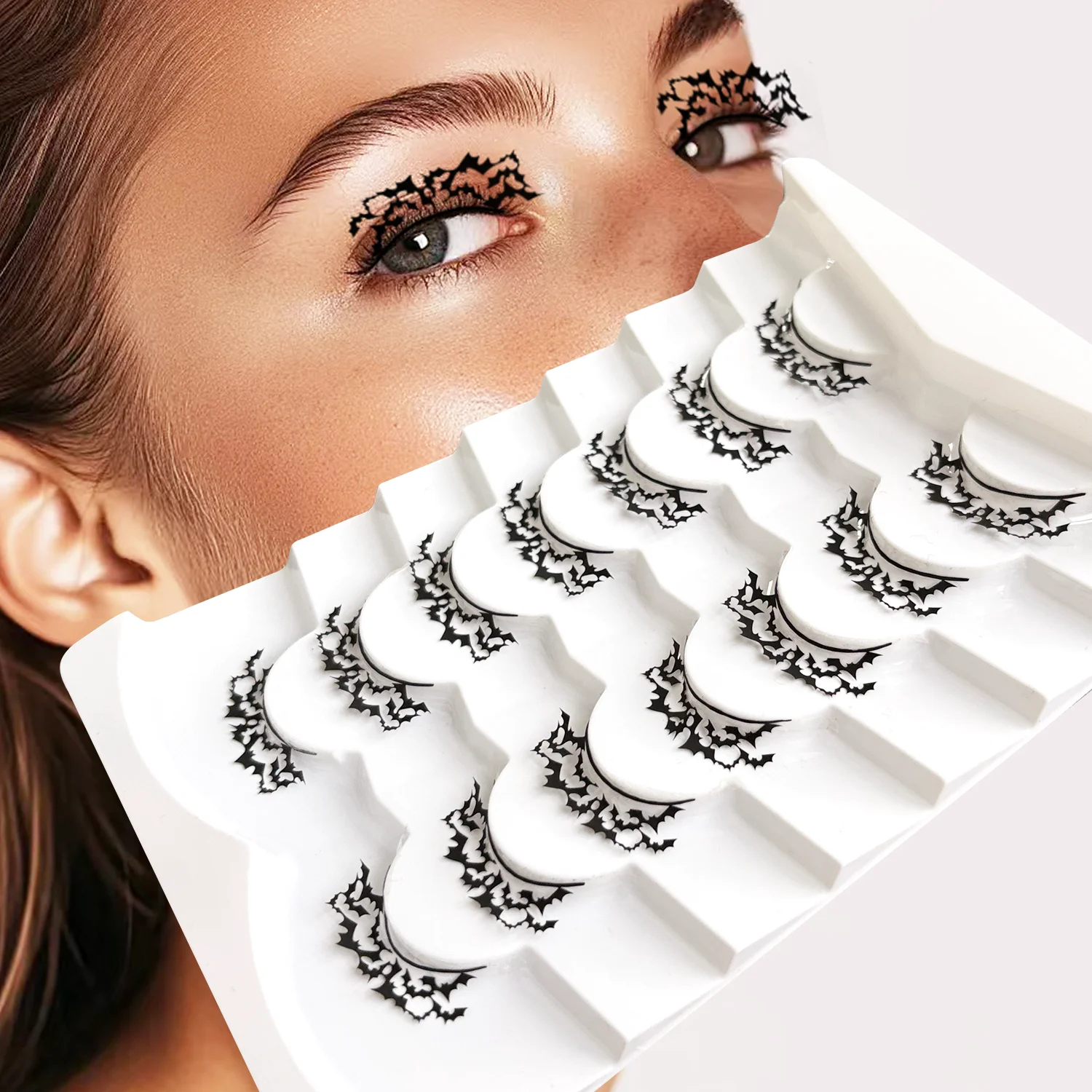 Sztuczne rzęsy na Halloween, randka, impreza, urocze małe motylkowe rzęsy wycinane z papieru, przesadzone rzęsy artystyczne na scenę.