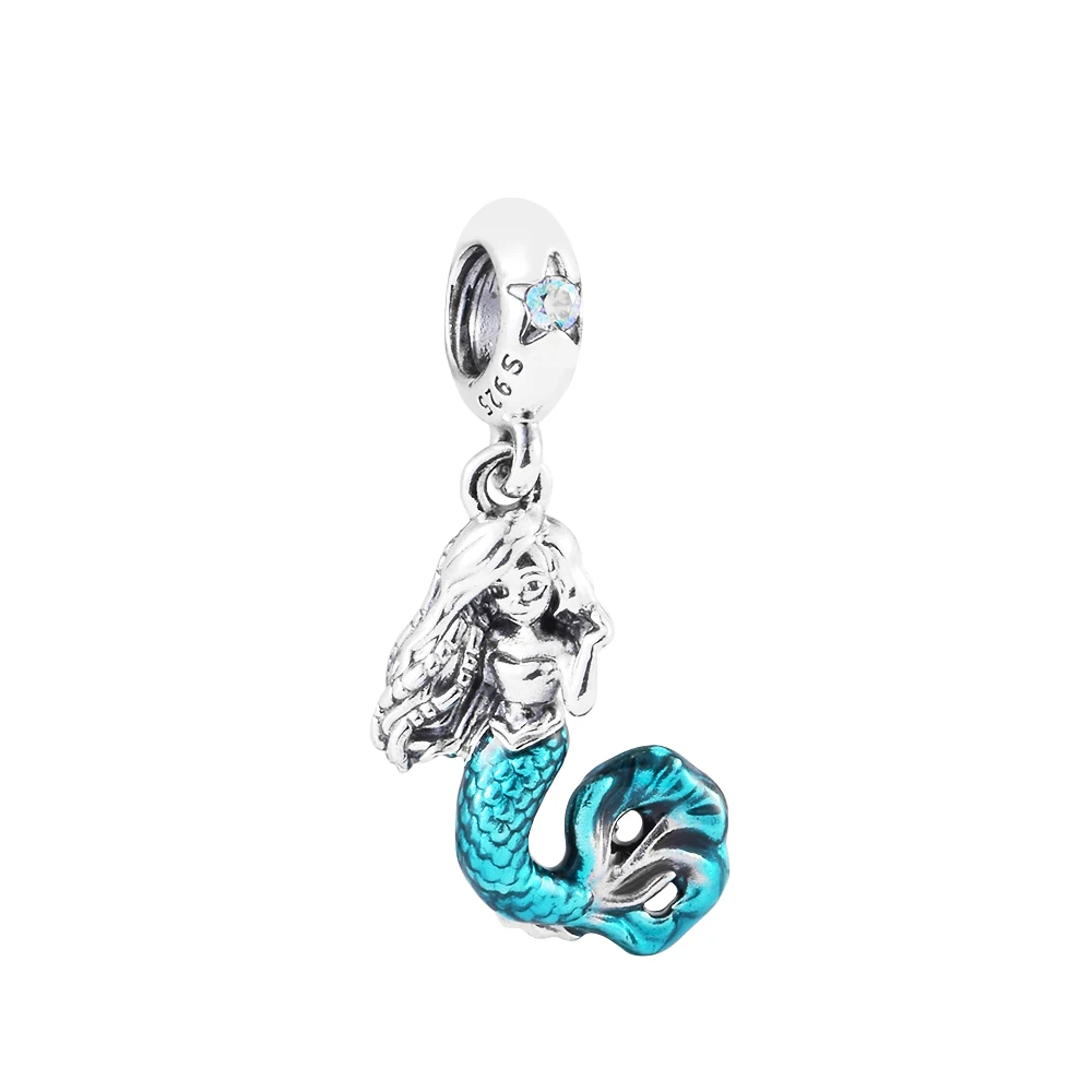 

Fits Pandora Bracelet 925 Sterling Silver Mermaid Ariel Dangle Charms Original Beads for Women Jewelry DIY Making Gift