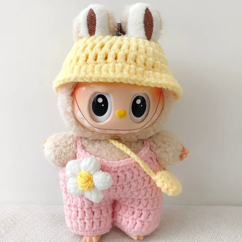 الملابس الكرتون لطيف محبوك وزرة طقم قبعات استبدال الفينيل دمى الملابس والاكسسوارات الملابس هدية ل 15 سنتيمتر Labubu V1 V2 V3 #1