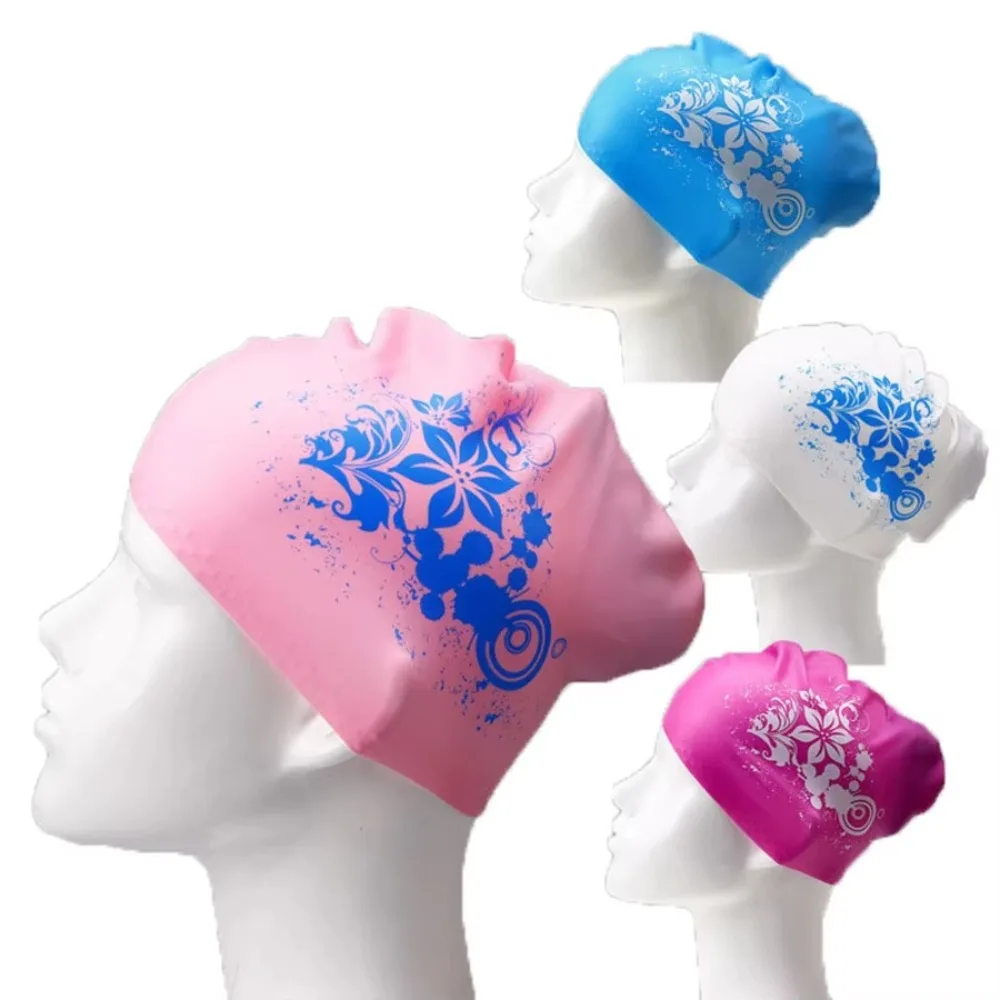 New Elastic Swimming Cap Enlarged Waterproof Silicone Swimming Hat Comfortable Ear Protection Safe Swimming Hat