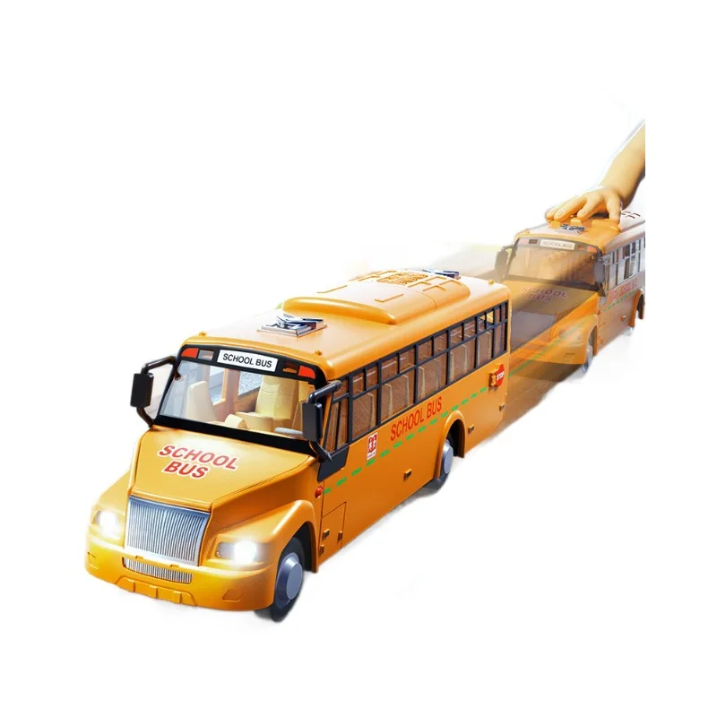 New Children Large Inertia Driving School Bus Car Toy Model Simulation Bus With Lights / Music Boy Interactive Game Car Toy Gift