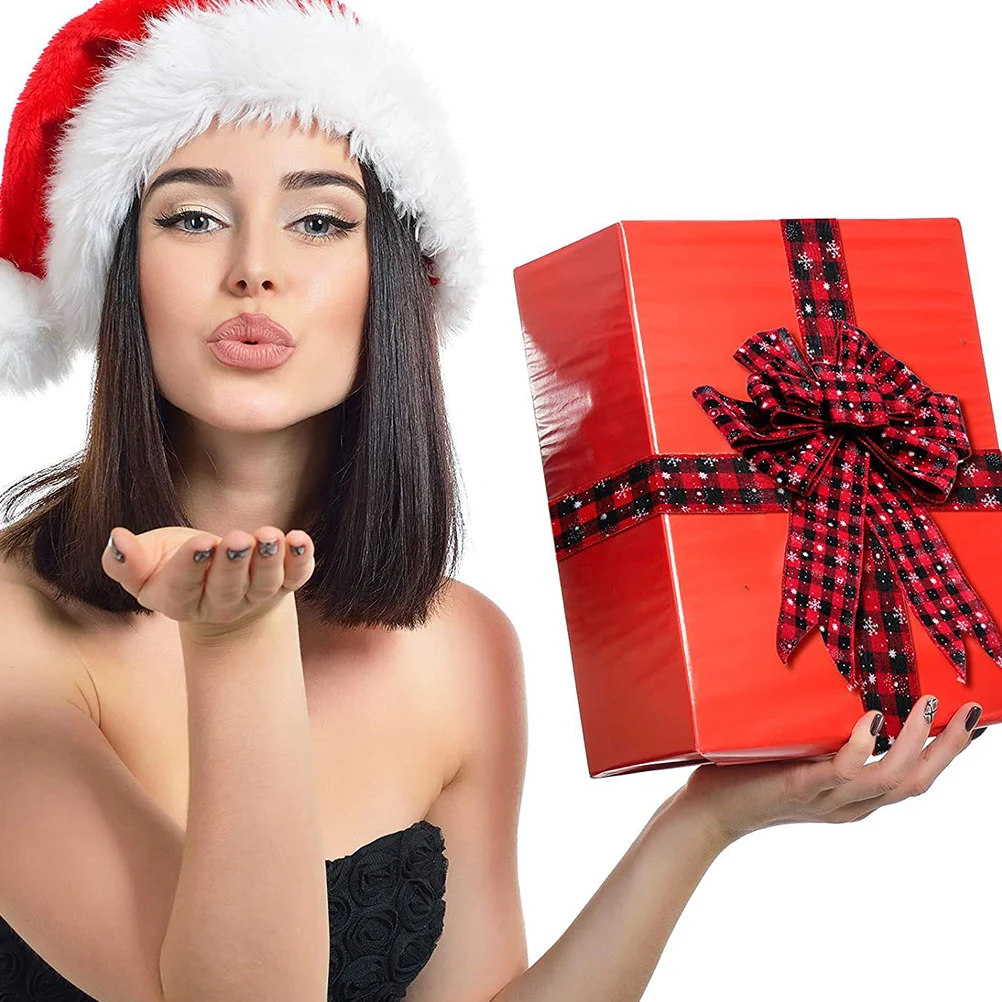 

Red Black Lattice Christmas Wired Wrapping For Holiday Gifts Bowknots Crafts Decoration Xmas Packaging Ribbon Festive Diy Ribbon