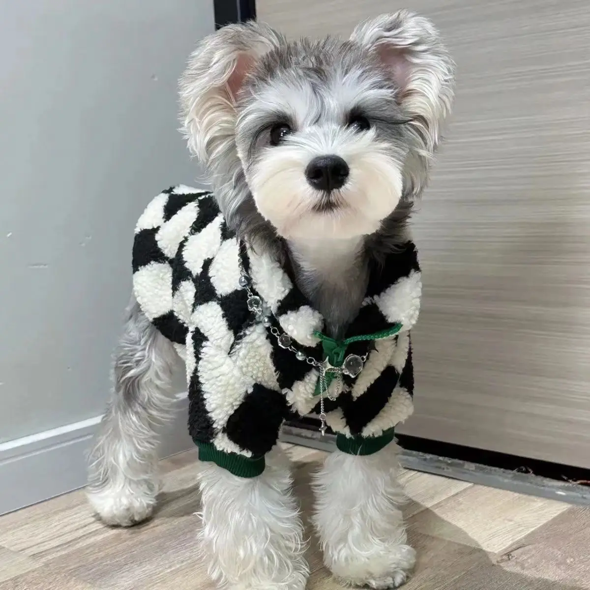 ins dog Checkerboard Coat Jacket FleeDog clothes Velvet Dog Costume for Small Dogs Winter Warm Puppy Cat Jacket Chihuahua