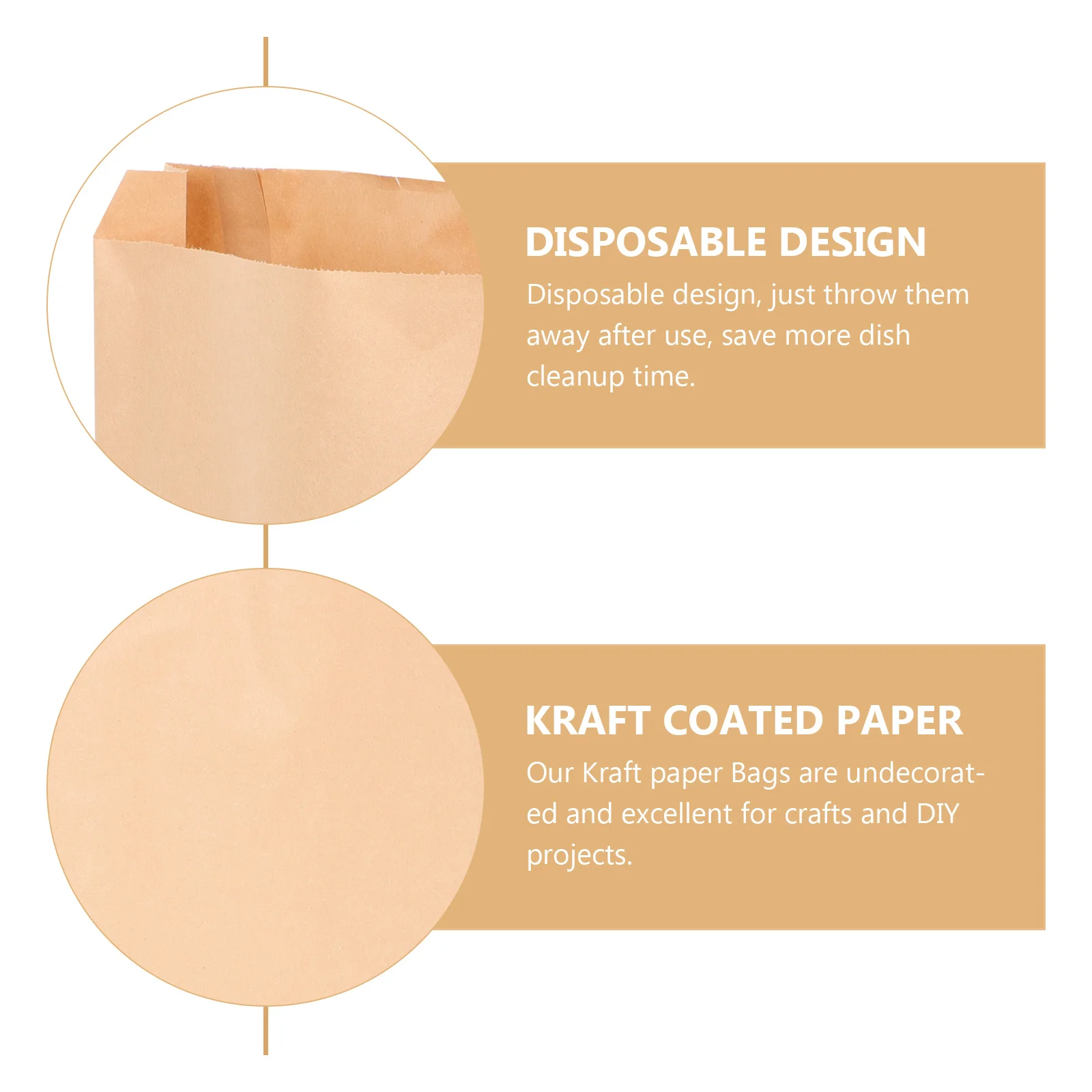 

100Pcs Kraft Paper Bags Brown Lunch Size Disposable Baking Bags for Muffins Cupcakes Snacks Catering Parties Wedding