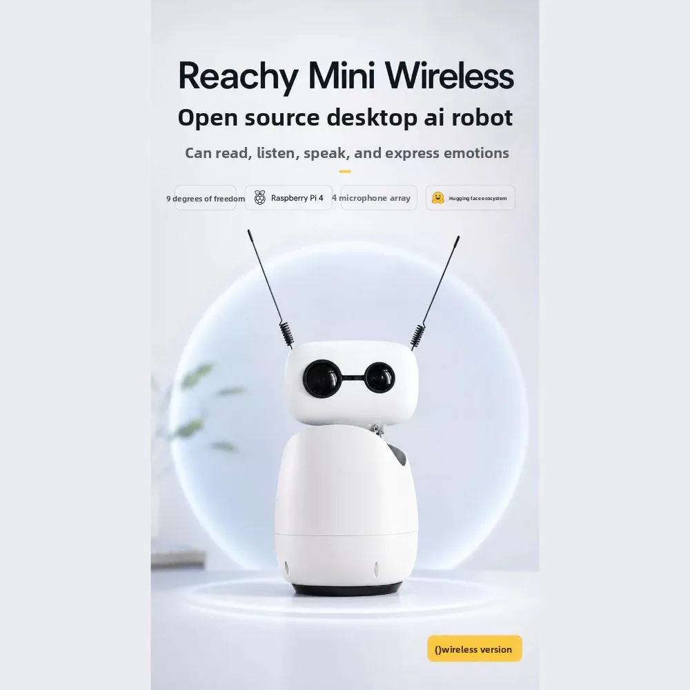 Seeed Studio Reachy Mini Open Source Companion Robot, Powered By Hugging Face AI Desktop Humanoid Robot for HRI Creative Coding