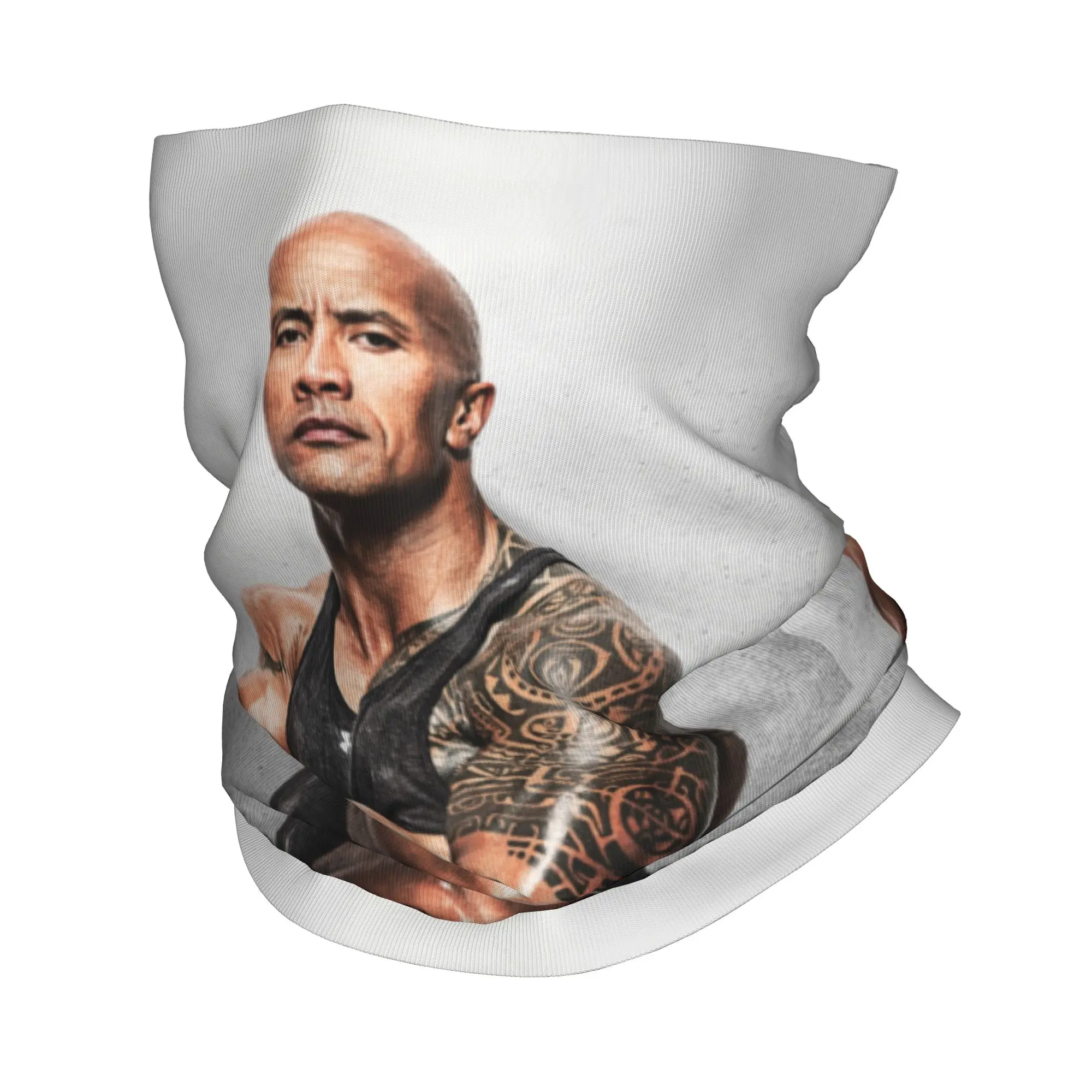 

Custom The Rock Face Dwayne Bandana Neck Gaiter Windproof Face Scarf Cover Famous Actor Johnson Headwear Tube Balaclava