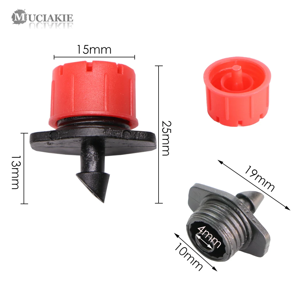 50-500PCS 1/4'' Barb Red Adjustable Nozzles Garden Watering Irrigation Sprinkler Washable Emitter 0-80L/H for Yard Greenhouse