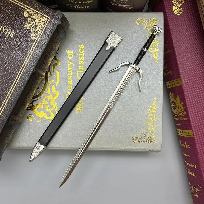 22cm Silver Sword The Geralt Witcher Wild Hunt Game Peripheral Medieval Metal Weapon Model Ornament Decoration Crafts Collection