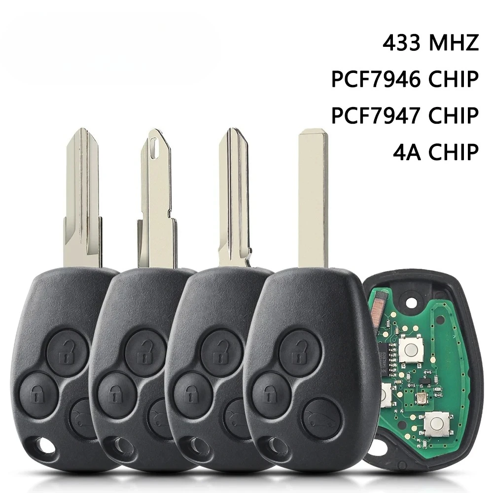 Remote Car Key Voor Renault Clio Kangoo Master Modus Logan Twingo Fob Id46 Pcf7946/Pcf7947/4a Chip 434Mhz 3 Knoppen