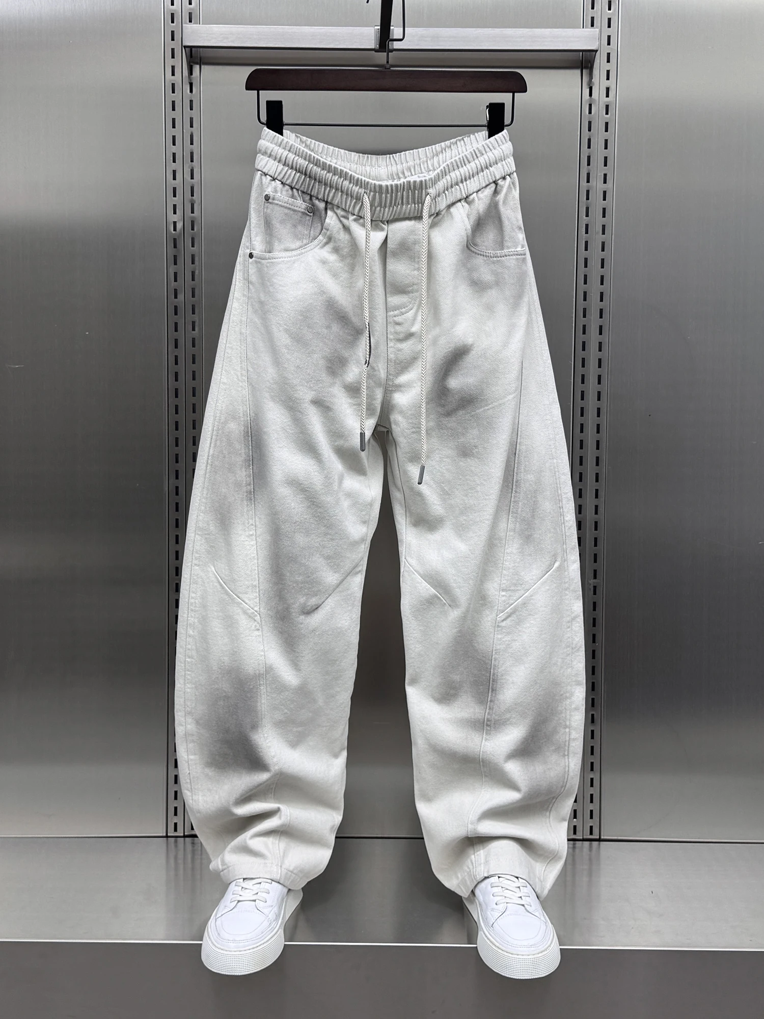 

Модные повседневные рабочие брюки прямого кроя, свободные, с эластичным поясом, износостойкие, осенняя новинка