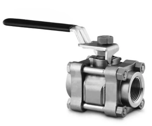 S-65TF16 Carbon Steel 3-Piece 60 Series Ball Valve Reinforced PTFE Seat 1 in. Internal Thread