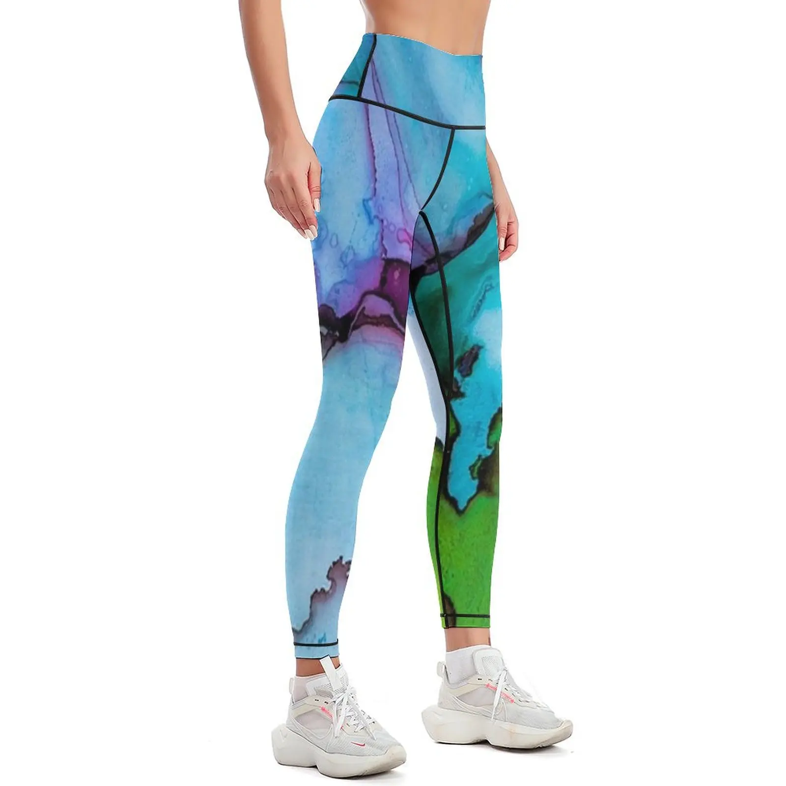 Wearable Art - Unique Abstract Watercolor Leggings Women's sportswear Women's pants Womens Leggings