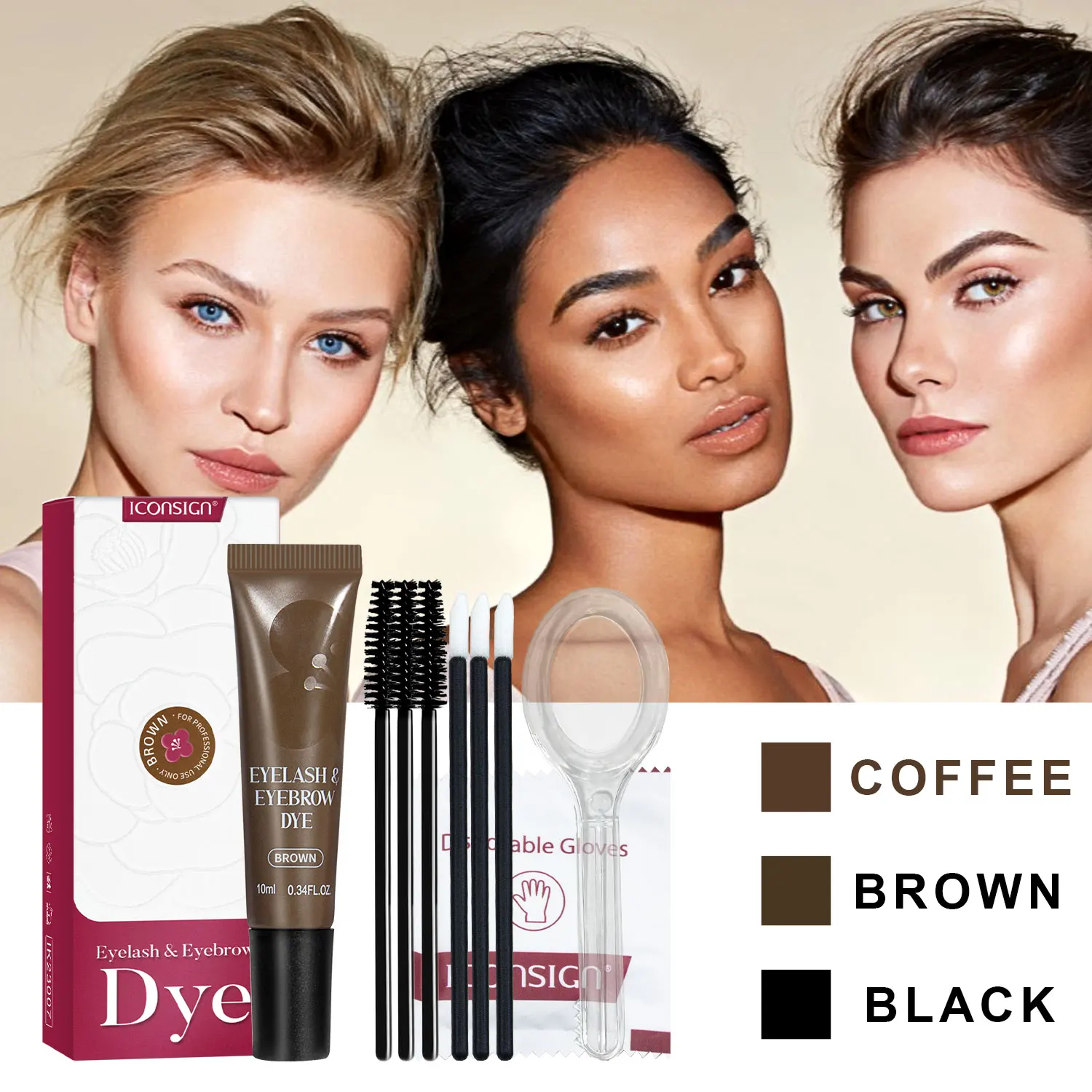 Coffee/Black/Brown Waterproof And Sweat Proof Eyebrow Tint Kit Semi Permanent Makeup - Natural Look, Styling For Men And Women