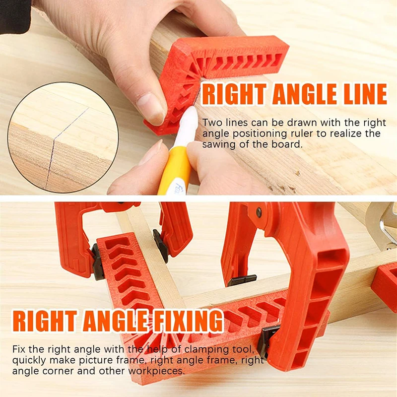 90 Degree Positioning Squares 3/4/6/8 Inch Right Angle Clamps Reusable Plastic L Fixing Clamp Corner Clamping Woodworking Tools