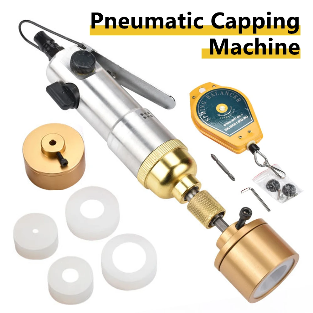 Pneumatic Bottle Capper Handheld Bottle Capping Sealing Machine Adjustable Speed Bottle Sealing Tool for Φ10-50mm Bottle Cap