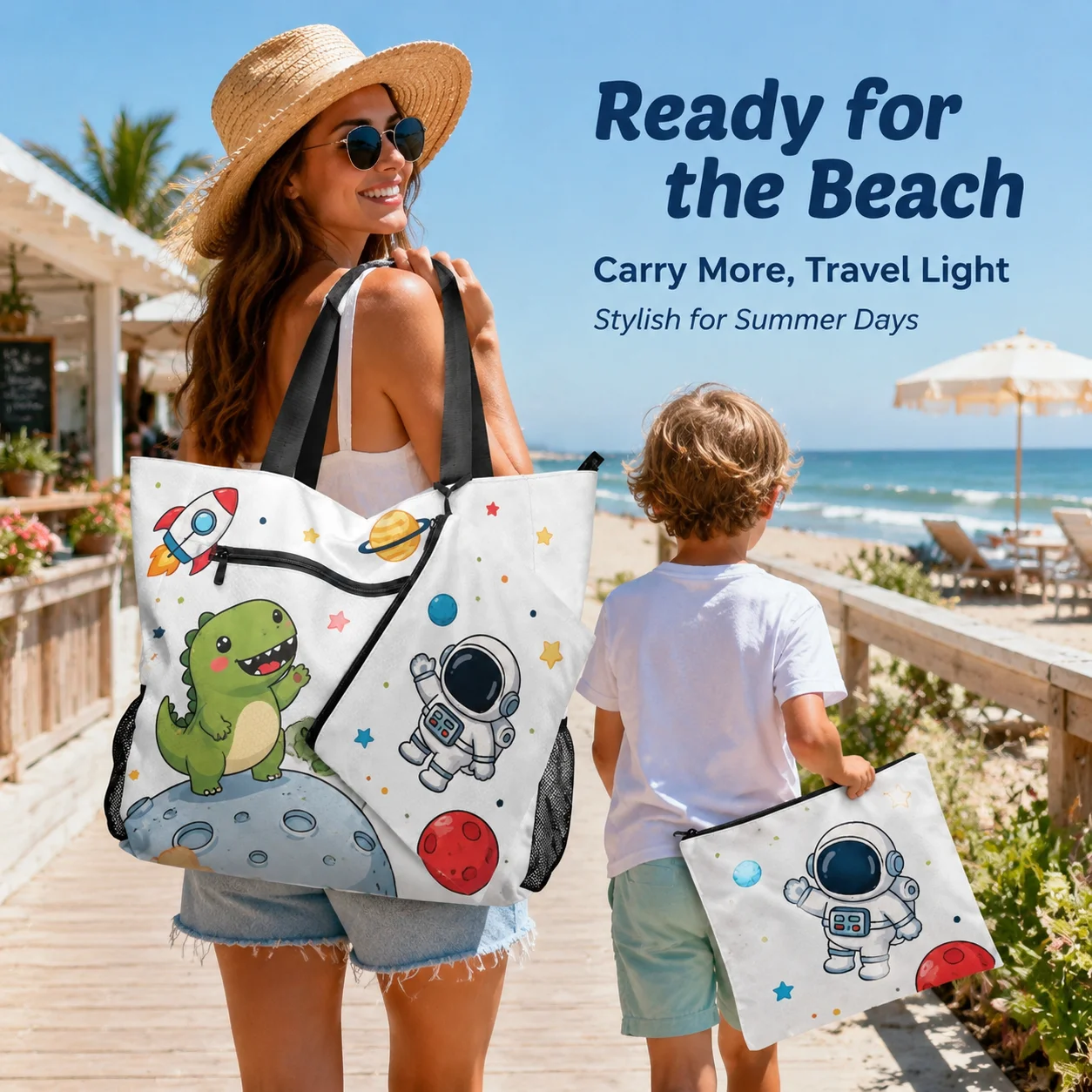 Custom Tote Bag with Zipper Large Waterproof Travel Bag Personalized Women's Shoulder Handbag for Daily Use