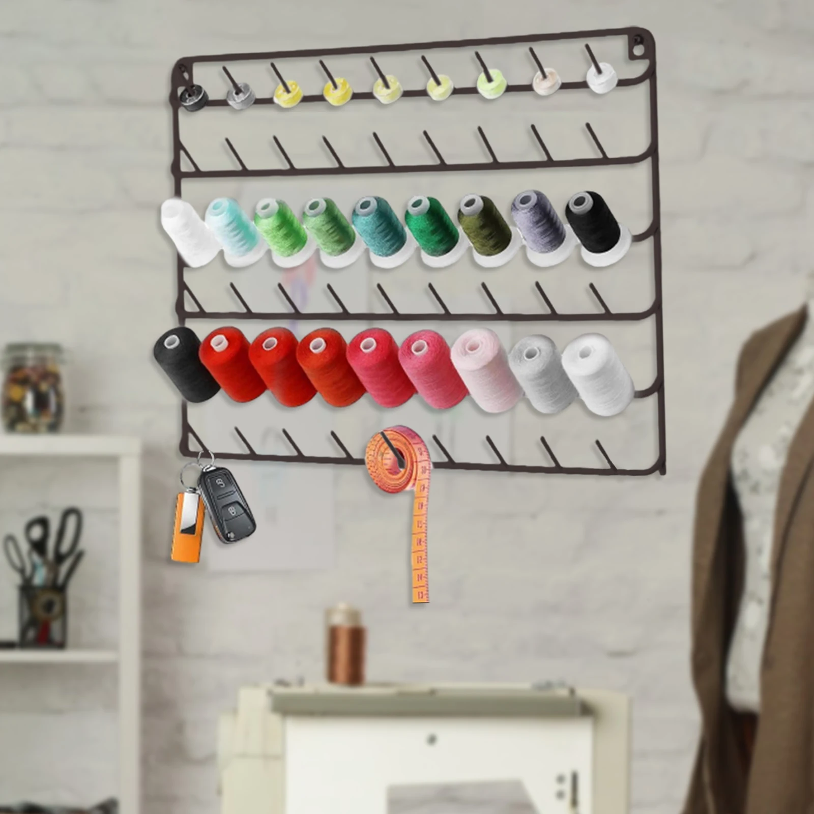Wall Hanging Thread Organizer Sewing Spool Holder 54 Spools Embroidery Sewing Thread Rack Stand Quilting Tool for Jewelry Tailor